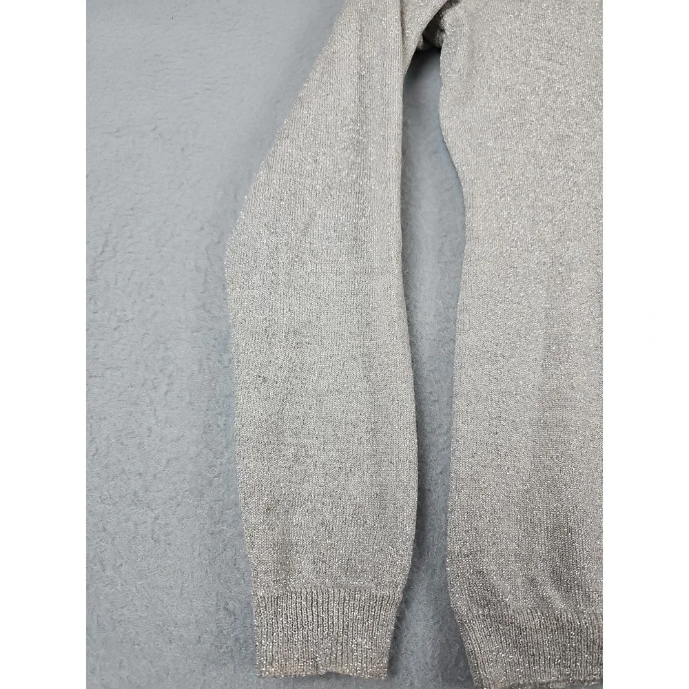 Banana Republic Women XS Petite Sweater Fine Italian Merino Wool Silver Metallic - Picture 4 of 9